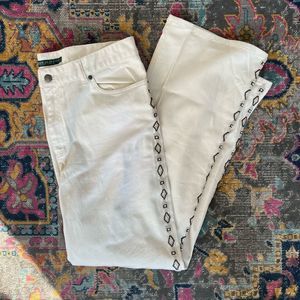 VINTAGE Rugby Ralph Lauren Jeans Co. Beaded Cream Straight Leg Jeans sz 12